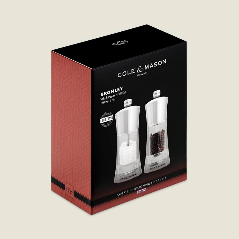 Cole & Mason Bromley Acrylic & Stainless Steel Pepper Mill 6"