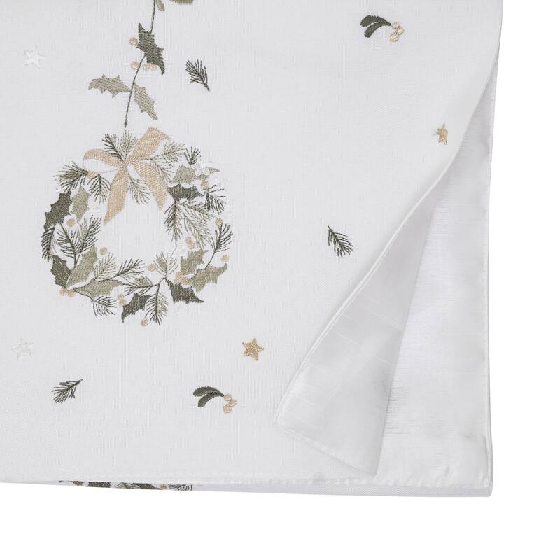 Embroidered Wreath Table Runner - 16"x70"
