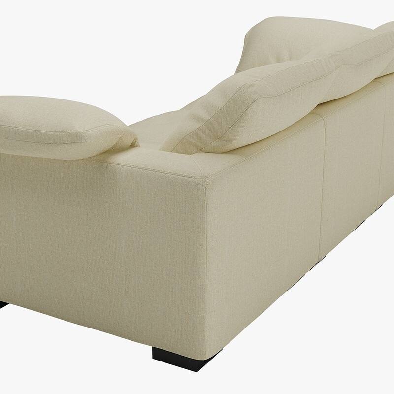 86.61'' Modern Farmhouse Deep 3-Seater Sofa, Track Arm Couch, Linen Fabric Sofa