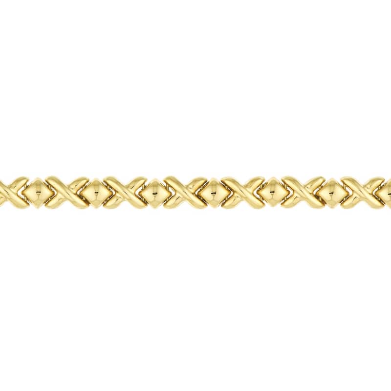 Curata 14k Yellow Gold Mini Xo Stampato Bracelet 7.50 Inch