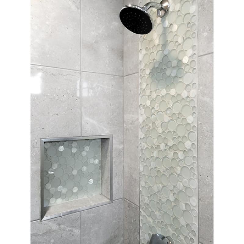Apollo tile 12" x 12" Winterland Glossy Matte White Glass Shell Mother of Pearl Tile (4.67 sq ft/case) - 5 Pack