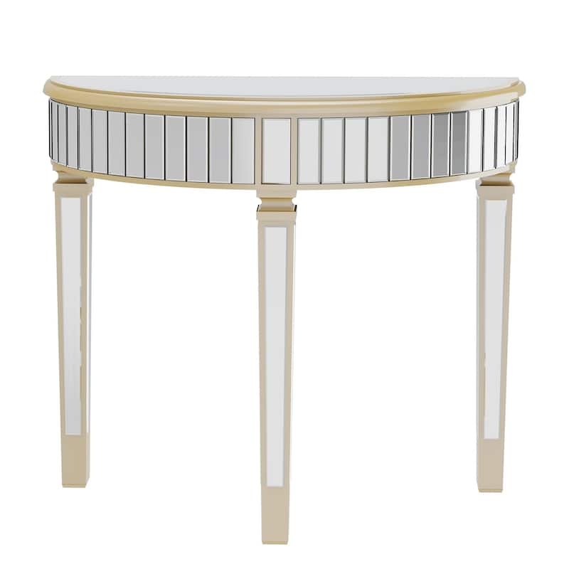 ARTLOGE Modern Silver Mirrored Living Room Console Entryway Table Half-moon Shape for Home Offices, Foyer, Hallway Decor