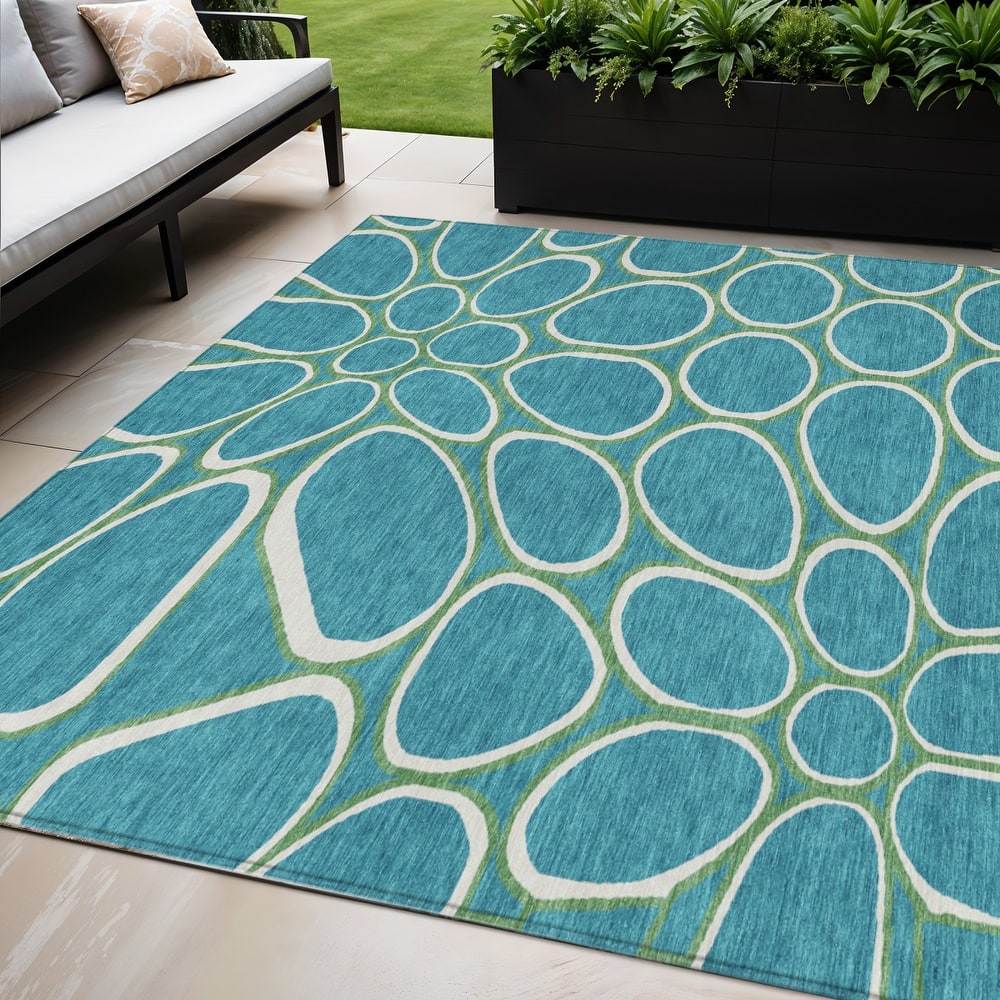 HomeRoots Abstract Transitional Rectangle Outdoor Rug