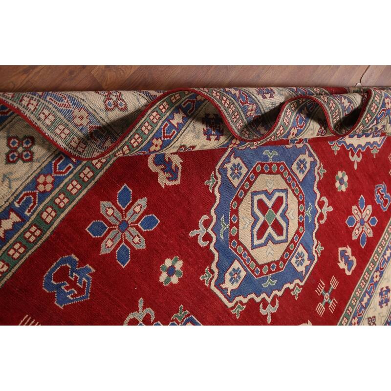 Red Kazak Area Rug Handmade Bedroom Wool Carpet - 6'7" x 10'4"