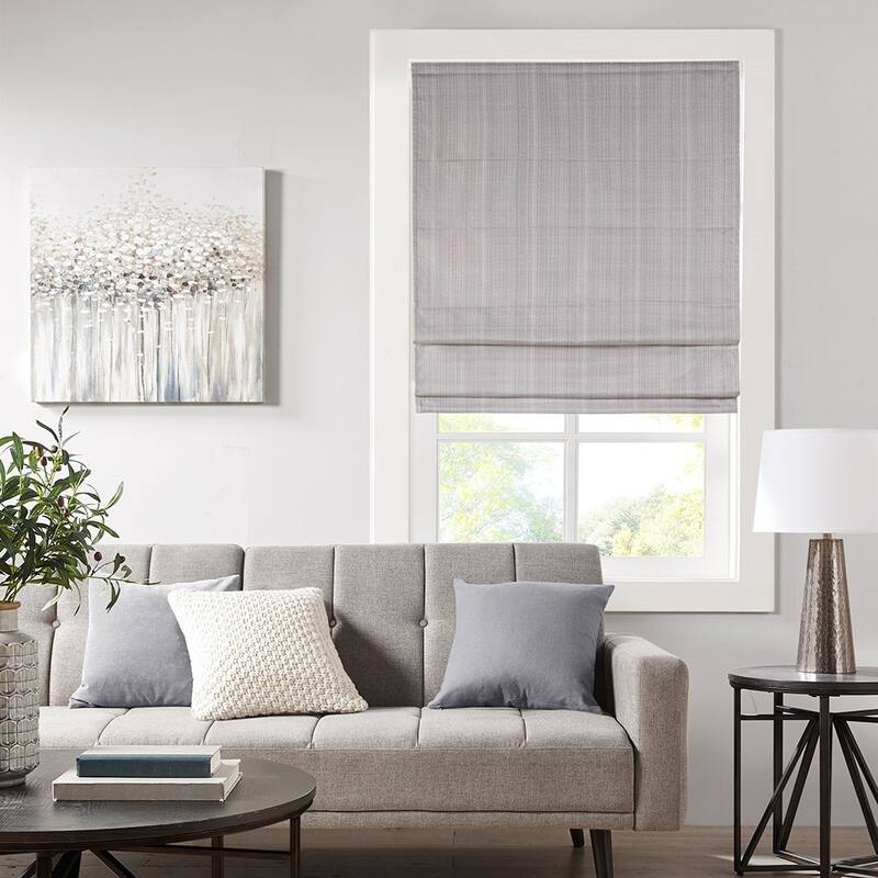 Basketweave Darkening Cordless Roman Window Shade - Grey