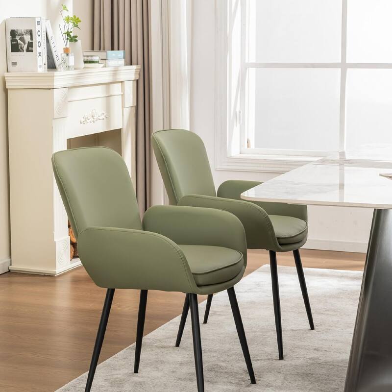 Set of 2 Cat-Scratch Resistant Dining Chairs with Gold Metal Legs