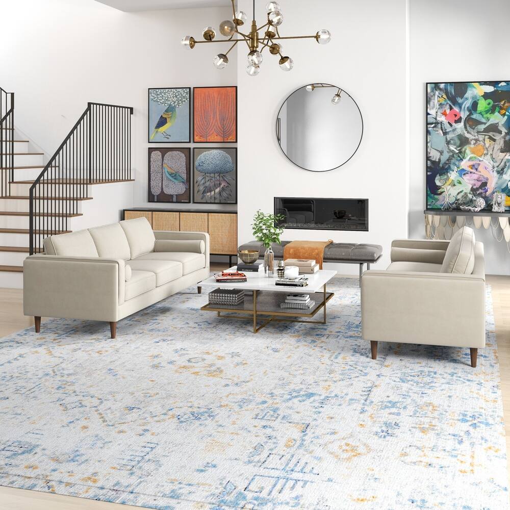 Fatih Mid Century Velvet Sofa Set