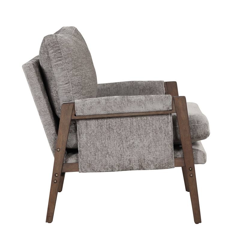 Mid-Century Velvet Living Room Accent Leisure Armchair with Solid Wood