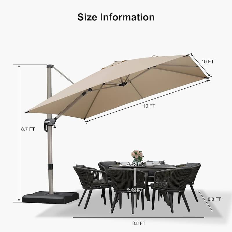 PURPLE LEAF 10 ft Patio Cantilever Umbrella Adjustable Offset Umbrella