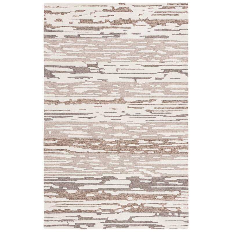 SAFAVIEH Handmade Fifth Avenue Loziena Modern Abstract Wool Rug - 4' x 6' - Natural/Brown