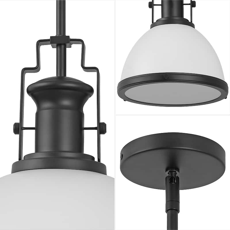 Deere Adjustable Iron/Glass Vintage LED Dome Pendant, by JONATHAN Y