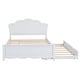 preview thumbnail 13 of 14, White Full Size Platform Bed wFlower Shape Headboard for Kids Teens, Wood Bed Frame wTrundle, Slat Support, No Box Spring Need