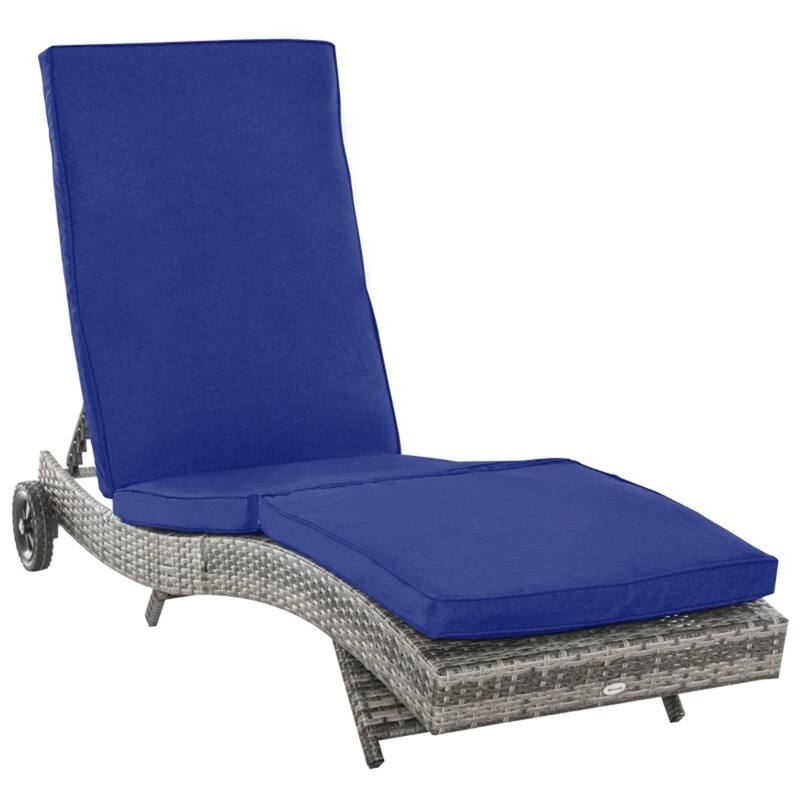 5-Position Hand-Woven PE Rattan Reclining Lounger Chair with Cushioned Seat and Steel Frame - 81.5" W x 27.5" D x 27.5" H