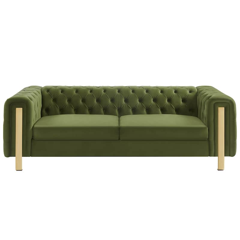 Keyser Modern Glam Tufted Velvet 3 Seater Sofa by Christopher Knight Home - 83.75" L x 34.50" W x 27.25" H