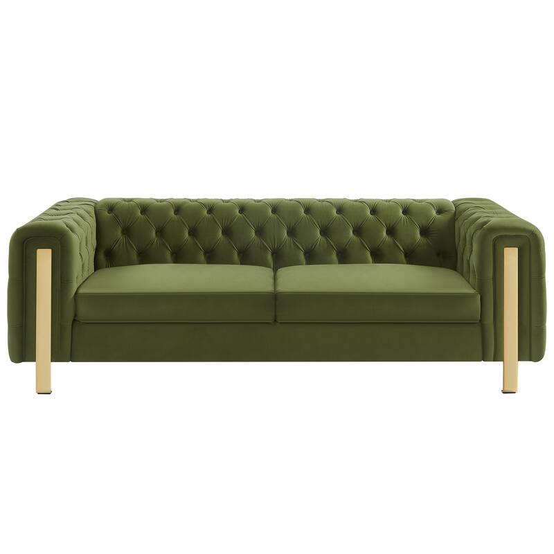 Velvet Loveseat Sofa for Small Spaces, Modern Love Seats w/ Golden Legs 83.7 Inches Upholstered Sofa Couch for Living Room