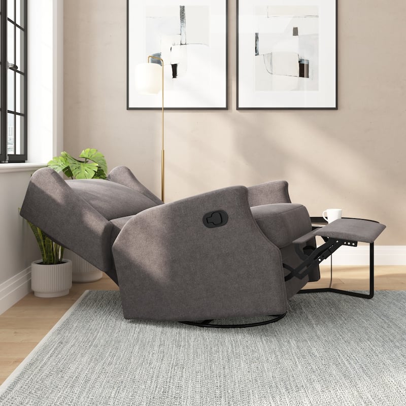 Wingback Upholstered Manual Recline Rocking Swivel Glider Chair