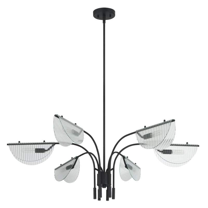 Acroma - 6 Light Black Steel & Glass Dimmable Linear Chandelier