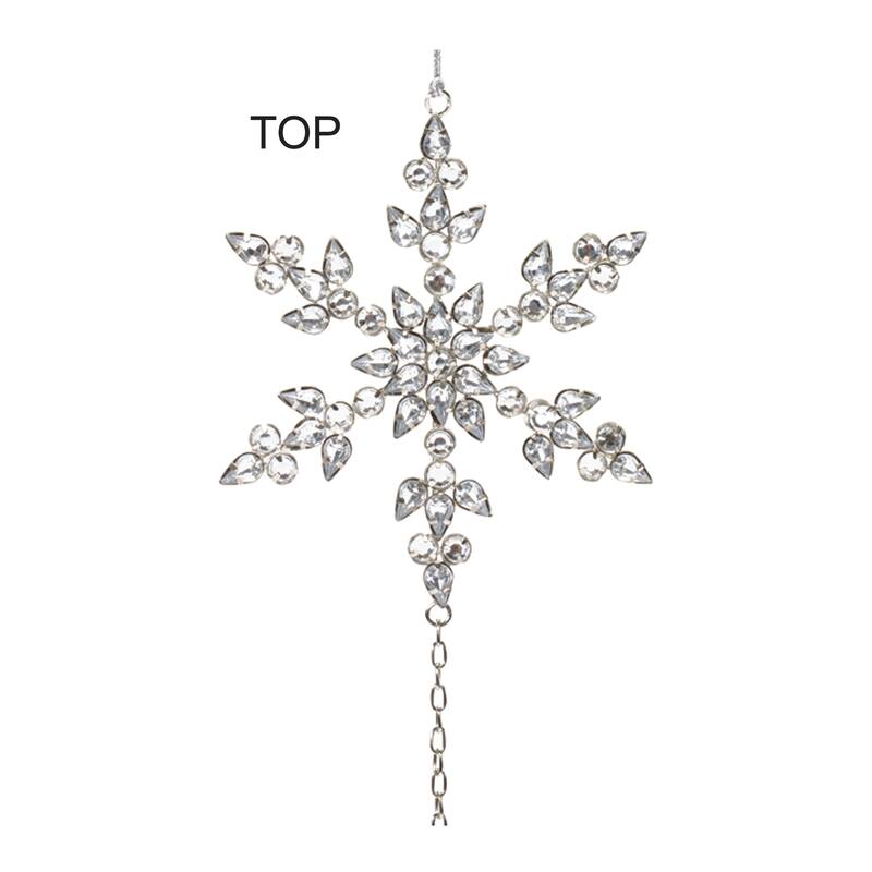 Club Pack of 6 Silver Jeweled Snowflake Christmas Drop Ornaments 21"
