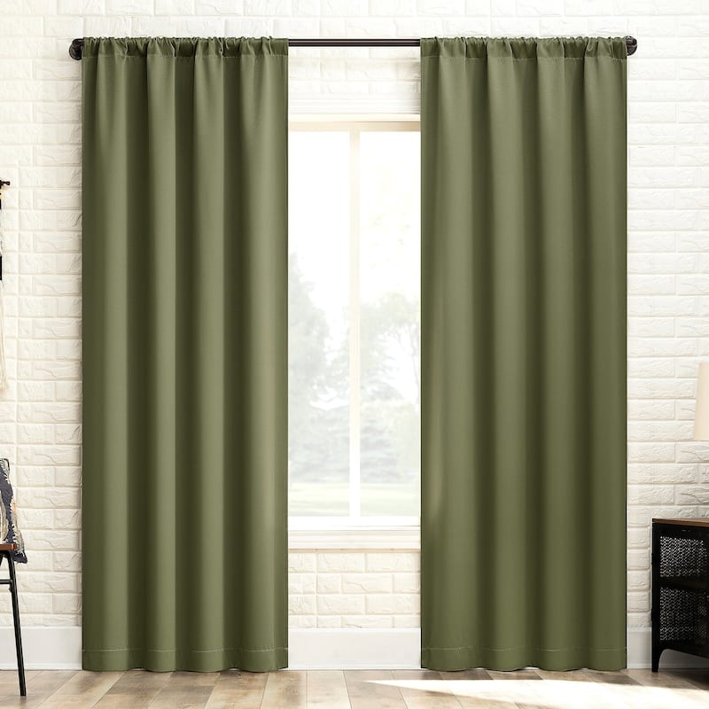 Sun Zero Bergen Theater Grade Extreme Total Blackout Rod Pocket 1-Piece Curtain Panel, Single Panel - 40" x 96" - Sage Green