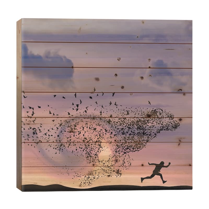 Running Print On Wood by Abdullah Evindar - Multi-Color - 26x26x1.5