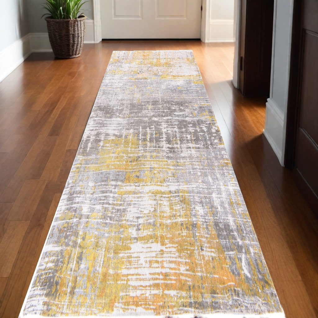 Heyo Abstract Modern Non Skid Woven Area Rug By HomeRoots - 96' X '31' X '0.12