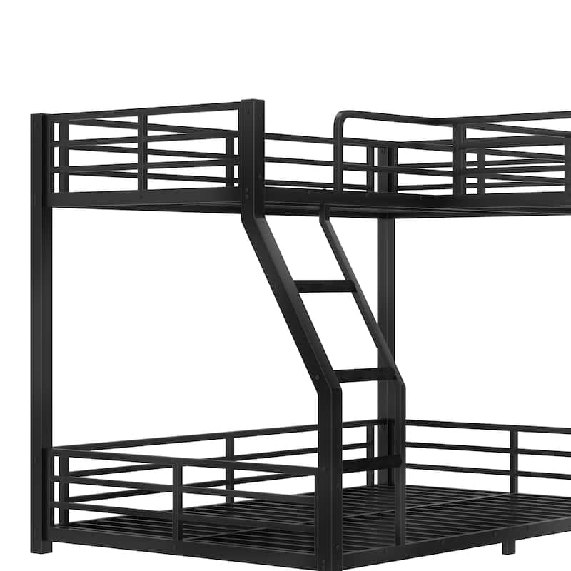 L Shaped Bunk Bed with Loft Bed, Heavy Duty Metal Triple Bunk Bed Frame for 3, Noise Free, L Shaped Desk with Charging Station