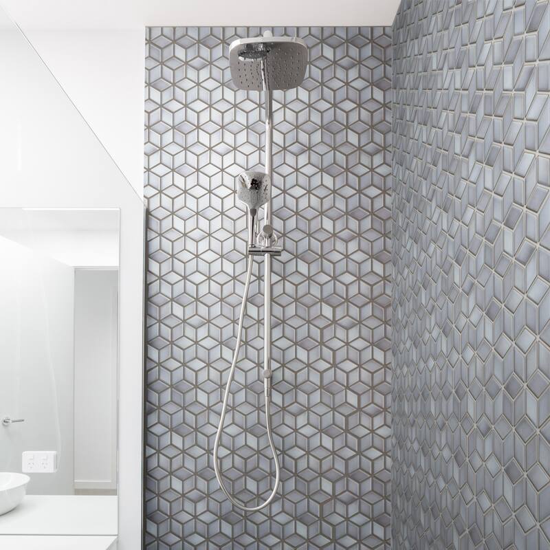 Merola Tile Hudson Rhombus Grey Eye 10-1/4" x 11-3/4" Porcelain Mosaic Floor and Wall Tile