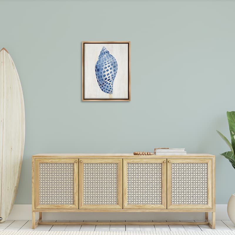 Stupell Spotted Blue Cowrie Shell Framed Floater Canvas Wall Art Design By Susan Arnot