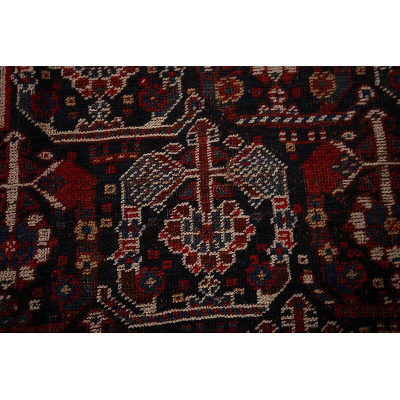 Pre-1900 Antique Qashqai Persian Area Rug Hand-Knotted Wool Carpet - 4'11"x 6'4"