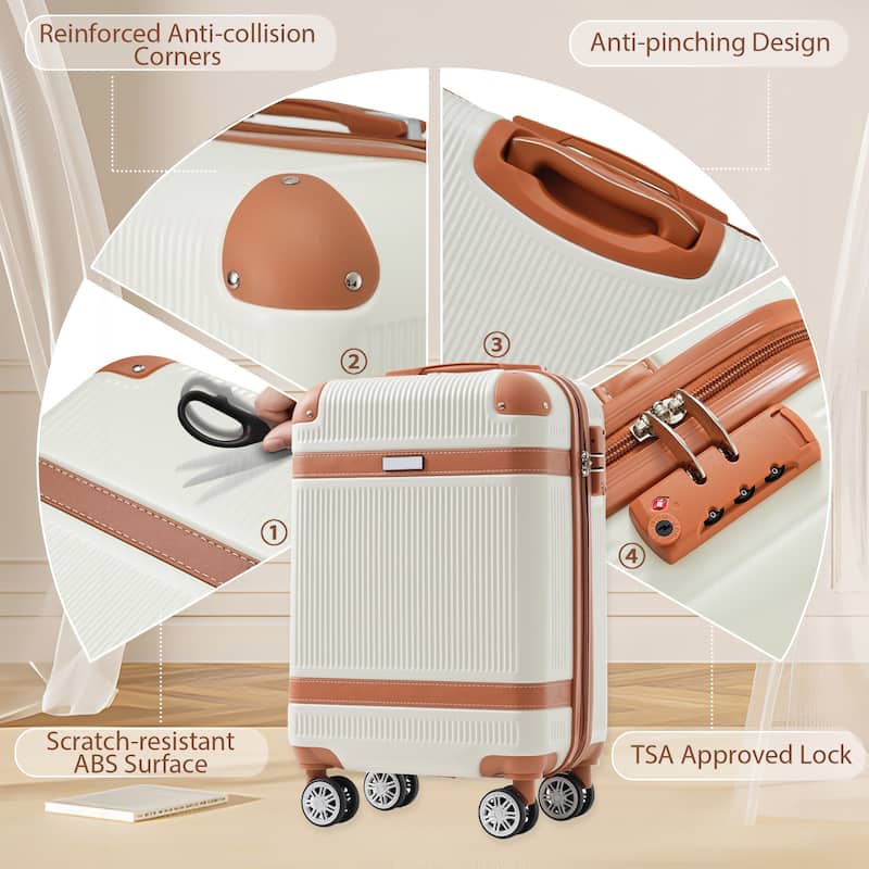 Hardshell Luggage Sets 3 Piece Carry-on Suitcase Double Spinner Wheels with TSA Lock for Men Women