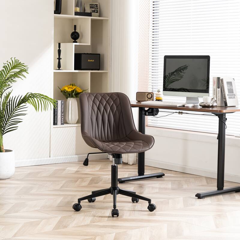 Armless Home Office Desk Chairs with Wheels Rolling Task Chair