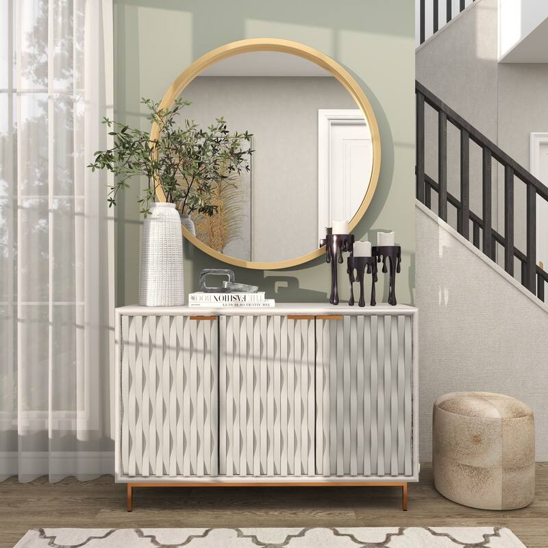 Wooden Wall Mirror with Thin Frame - Black, White, Gold - Roche River Decor