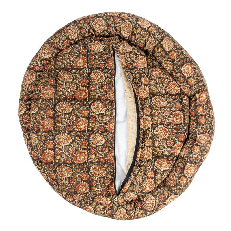 Cotton Slub Pet Bed with Floral Pattern