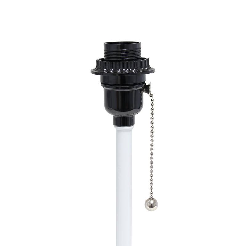 White Stick Lamp with USB charging port and Fabric Shade