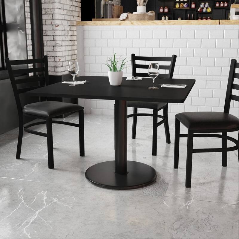 42'' Square Laminate Table Top with 24'' Round Table Height Base - Espresso Finish