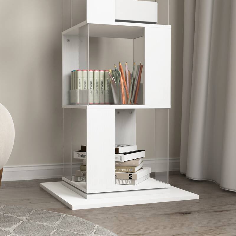 5 tier Rotating Bookshelf, Modern Floor Rack Simple Bookcase