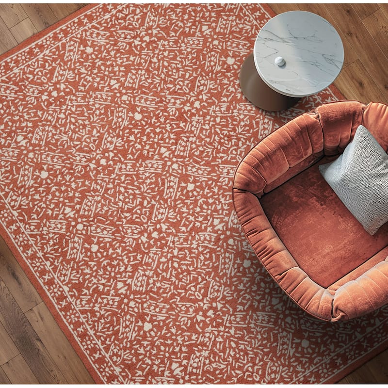 Multi Size 5'x8' Sage Wool Hand Hooked Transitional Rug with All Over