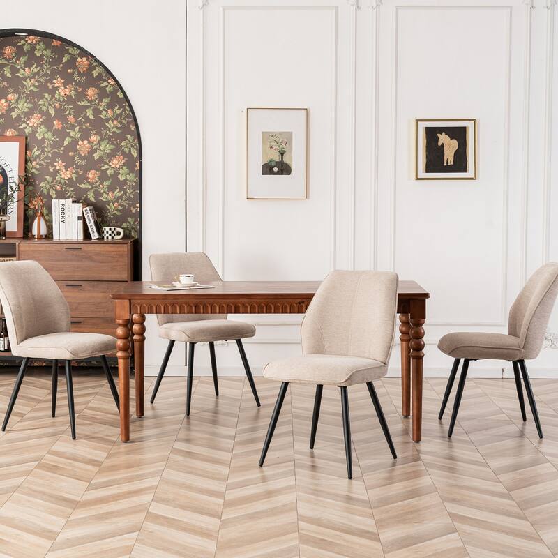 Mid Century Modern Armless Fabric Dining Room Chairs Set of 2