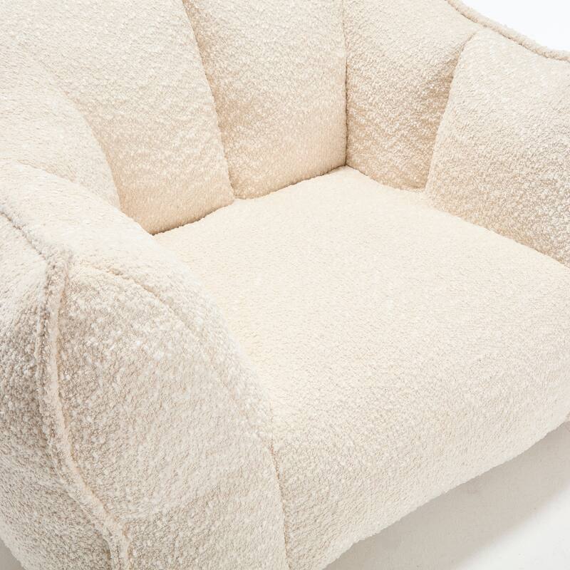 Chenille Square Bean Bag Chair, High Resilience Foam Lounge Chair, Cozy Aldult Lazy Sofa with Curved Armrests and Backrest