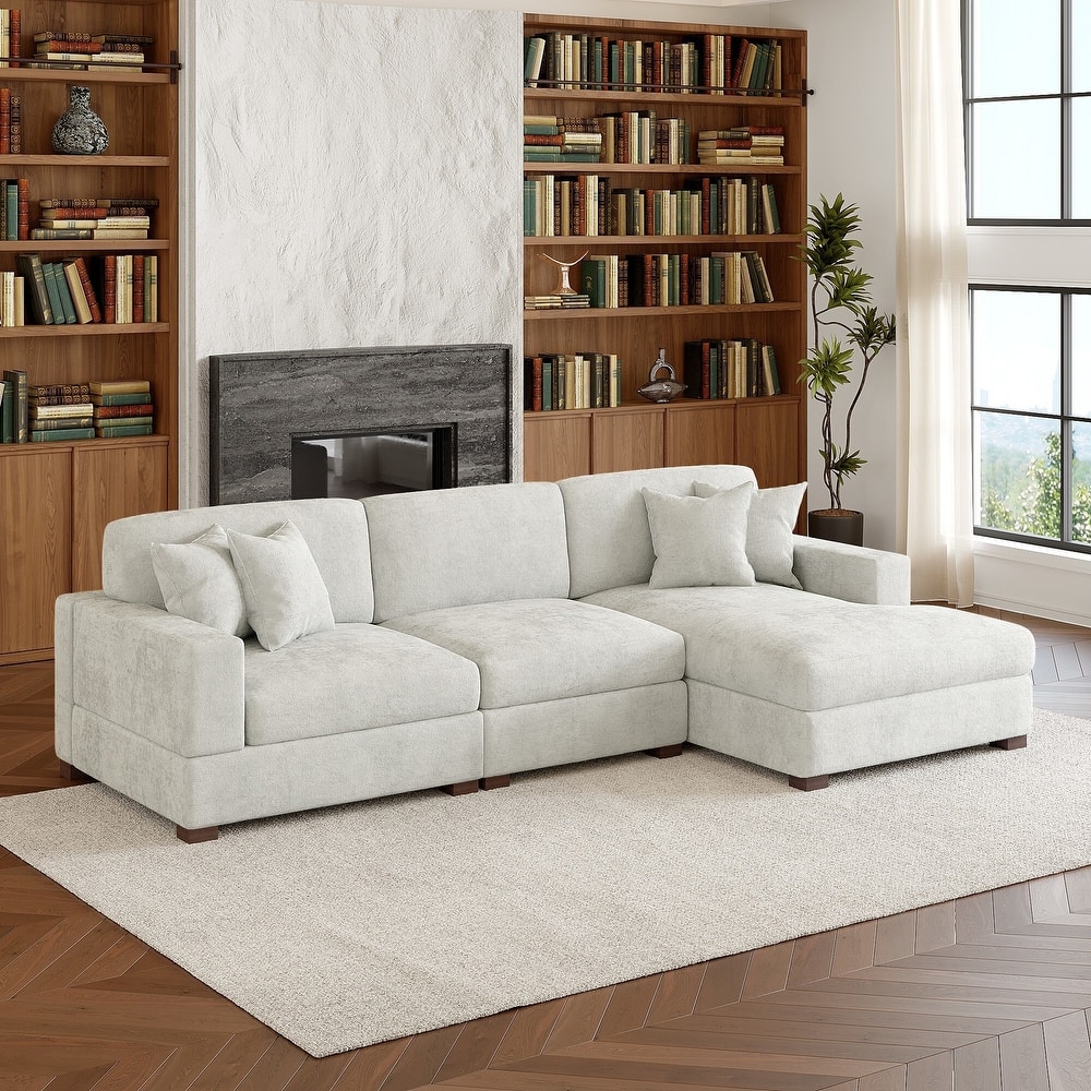 Modern Oversized Chenille Modular Sectional Sofa With Chaise