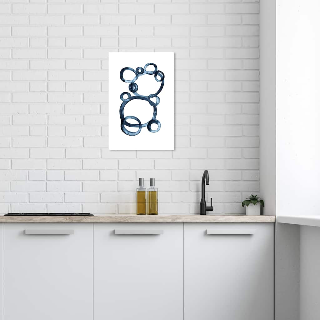 Wynwood Studio Canvas Abstract Bear Bubbles White and Dark Blue Modern & Contemporary Wall Art Canvas Print