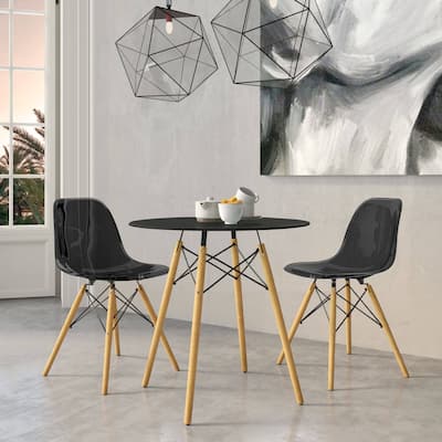 3-Piece Dining Set with 31-Inch Round Solid Wood Table and 2 Dining Chairs with Beech Wood Legs