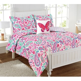 PLUSH REVERSIBLE PURPLE YELLOW PINK FLOWER BUTTERFLY GIRL SOFT COMFORTER SET 