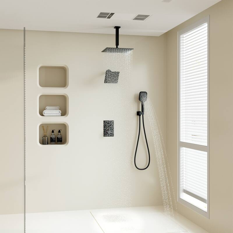 Celling 12 Inch Rainfall Shower Head 3 Function Thermostatic Shower System