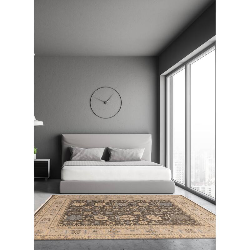 ECARPETGALLERY Hand-knotted Jamshidpour Dark Brown Wool Rug - 8'2 x 10'3