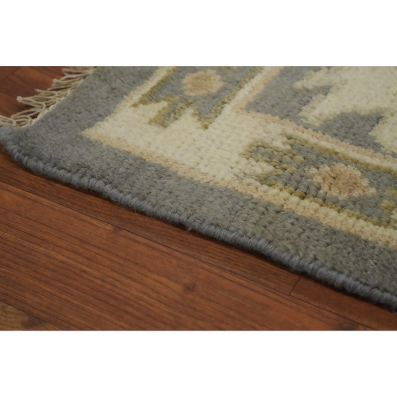 All-Over Gray Floral Oushak Indian Area Rug 9x12 - 12' 1'' X 8' 8''