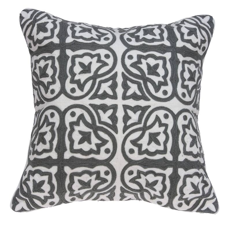 Moroccan Square Throw Pillow - 20" - Gray and White