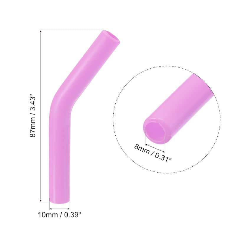 12pcs Silicone Straw Elbows Tip Fit for 6mm/0.24" OD Straws - Light Purple - 8mm