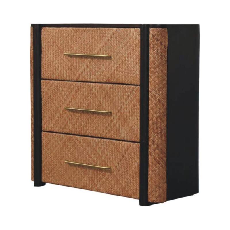 Artisan Furniture Solid Wood Havana Weave 3 Drawer Chest, Brown