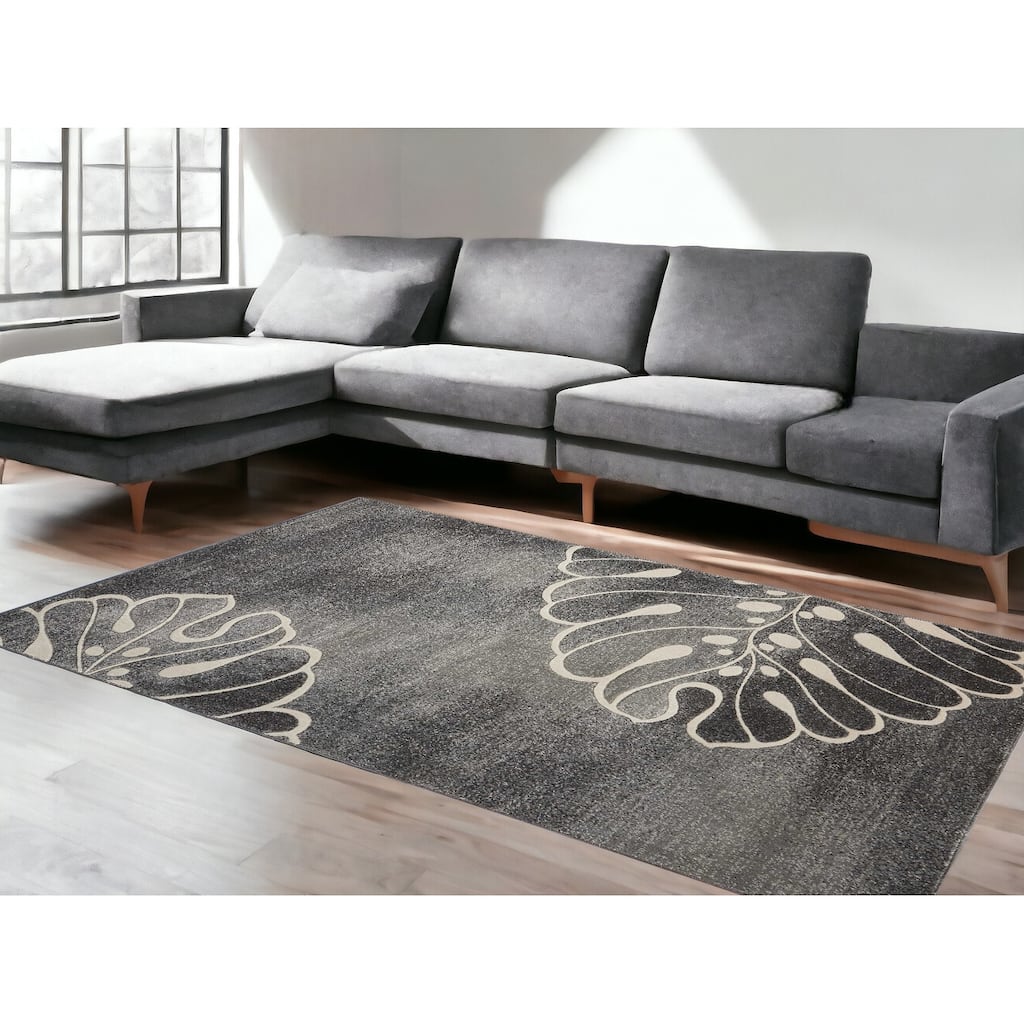 Hibu Power Loomed Modern Non Skid Stain Resistant Area Rug By HomeRoots - 153' X '111' X '0.5